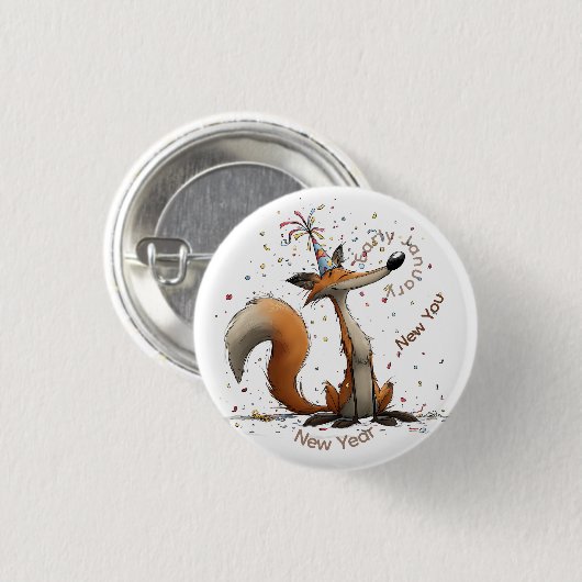 Early January Fox New Year Button (Vorne & Hinten)