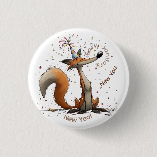 Early January Fox New Year Button (Vorderseite)