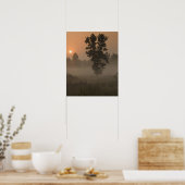 Early morning, rising sun and ground fog poster (Küche)