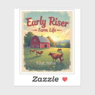 Early Riser Retro Farm Stall Szene Aufkleber