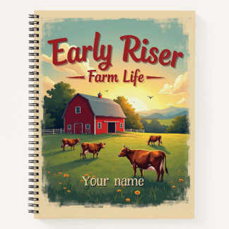 Early Riser Retro Farm Stall Szene Notizblock