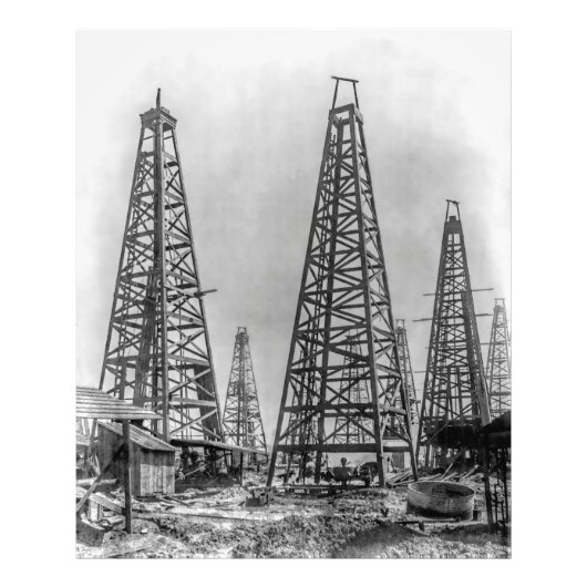 Early Wooden Oil Drilling Derricks of Texas 1901 Fotodruck (Vorne)