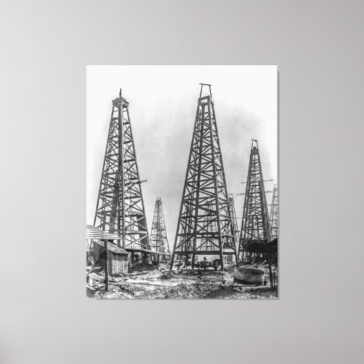 Early Wooden Oil Drilling Derricks of Texas 1901 Leinwanddruck (Vorderseite)