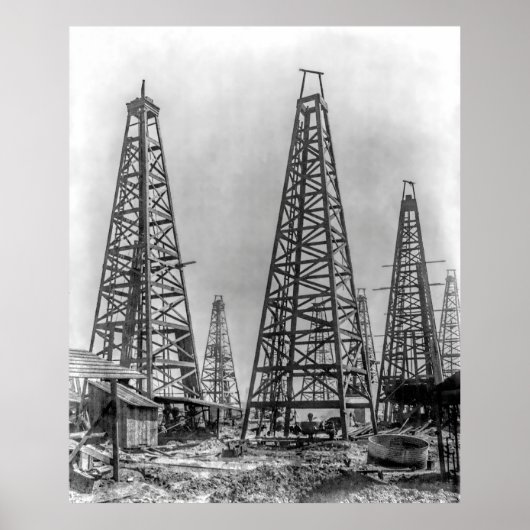 Early Wooden Oil Drilling Derricks of Texas 1901 Poster (Vorne)