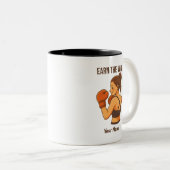 Earn The Win Boxing Girl Personalized Name Zweifarbige Tasse (VorderseiteRechts)
