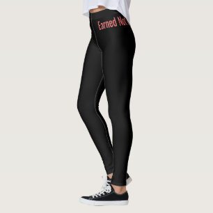 "Earned Not Given" Jet Schwarz und Warm Coral Rot Leggings