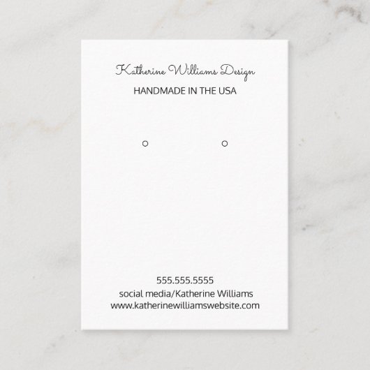 Earring-Anzeige | Handmade in USA Visitenkarte (Vorderseite)