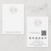 *~* EARRING ANZEIGEN QR Silver Glitzer Blume Busin Visitenkarte (Vorne/Hinten)