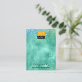 Earring Display Aquamarine Imitate Foil & Glitzer Visitenkarte (Stehend Vorderseite)