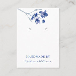 Earring Display Card Blue Modern Watercolor Floral Visitenkarte