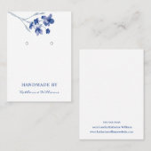 Earring Display Card Blue Modern Watercolor Floral Visitenkarte (Vorne/Hinten)