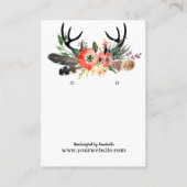 Earring Display Card ・ Boho Feather Floral Antlers Visitenkarte (Vorderseite)