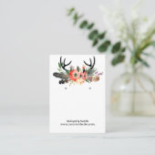 Earring Display Card ・ Boho Feather Floral Antlers Visitenkarte (Stehend Vorderseite)