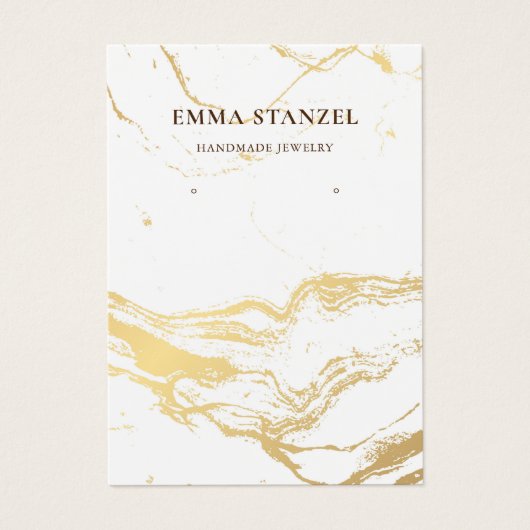 Earring Display Card ・ Brushed Gold White Marble (Vorderseite)