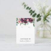 Earring Display Card | Burgund Wasserfarbenfloral Visitenkarte (Stehend Vorderseite)