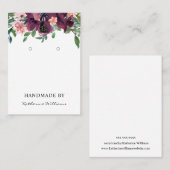 Earring Display Card | Burgund Wasserfarbenfloral Visitenkarte (Vorne/Hinten)