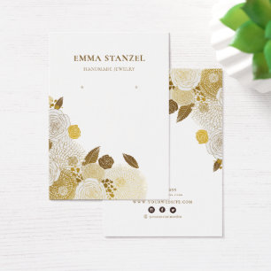 Earring Display Card ・ Gold gezeichnete Blütenblät