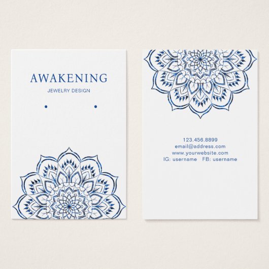 Earring Display Card ・ Metallic Blue Mandala (Vorne & Hinten)