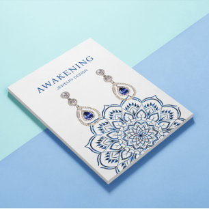 Earring Display Card ・ Metallic Blue Mandala