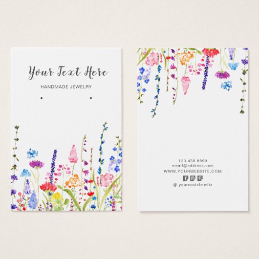 Earring Display Card ・ Watercolor Wild Blume (Vorne & Hinten)