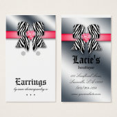 Earring Display Cards Niedlich Bow Heart Juwelier (Vorne & Hinten)