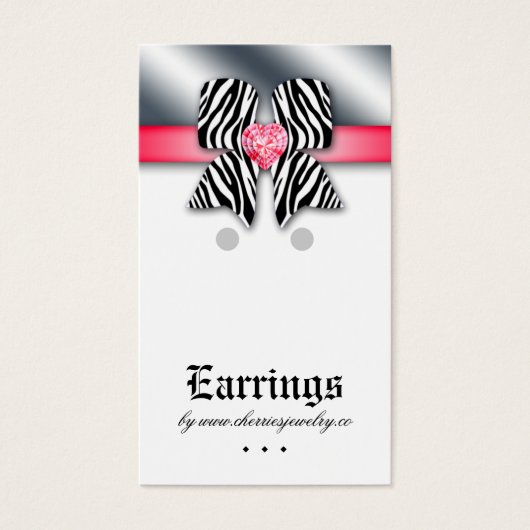 Earring Display Cards Niedlich Bow Heart Juwelier (Vorderseite)