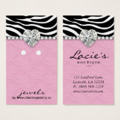 Earring Display Cards Niedlich Zebra Lace Juwelen (Vorne & Hinten)