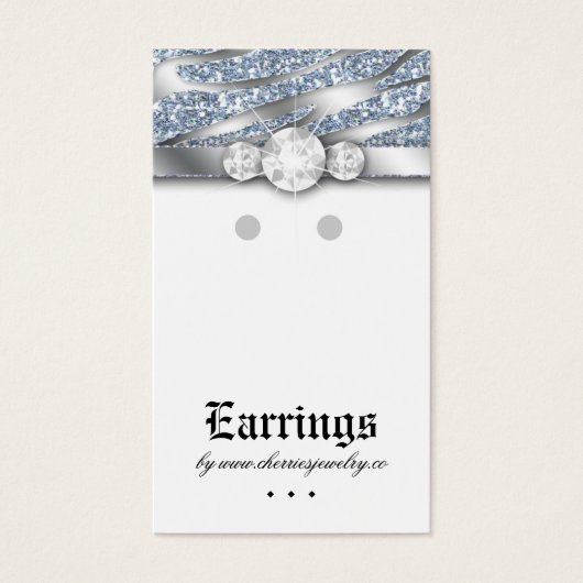 Earring Display Cards Niedlich Zebra Sparkle Schmu (Vorderseite)