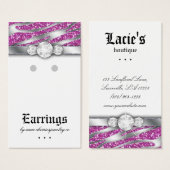 Earring Display Cards Niedlich Zebra Sparkle Schmu (Vorne & Hinten)