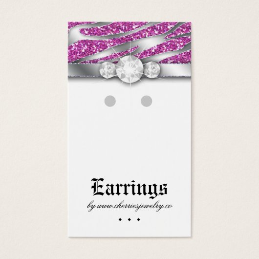 Earring Display Cards Niedlich Zebra Sparkle Schmu (Vorderseite)