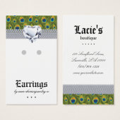 Earring Display Cards Peacock Heart Juwelen (Vorne & Hinten)