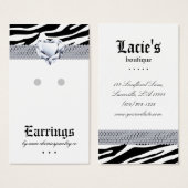 Earring Display Cards Zebra Heart Juwelen (Vorne & Hinten)