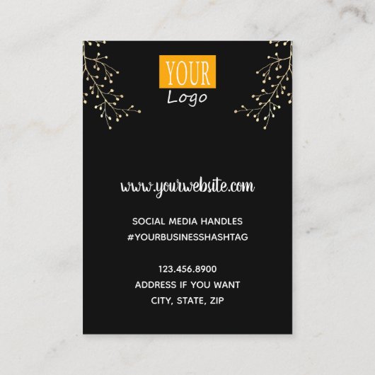 Earring Display Gold Floral Visitenkarte (Rückseite)