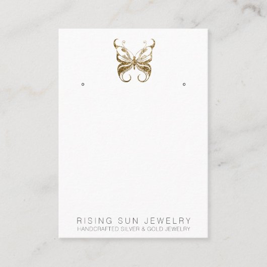 *~* EARRING DISPLAY QR Gold Glitzer Butterfly Visitenkarte (Vorderseite)