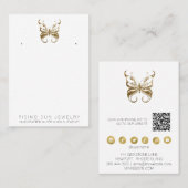 *~* EARRING DISPLAY QR Gold Glitzer Butterfly Visitenkarte (Vorne/Hinten)