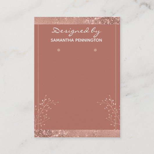 Earring Display Rose Gold Floral Visitenkarte (Vorderseite)
