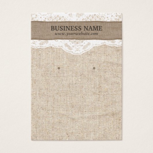 Earring Display Rustic Burlap & Lace Vintag (Vorderseite)