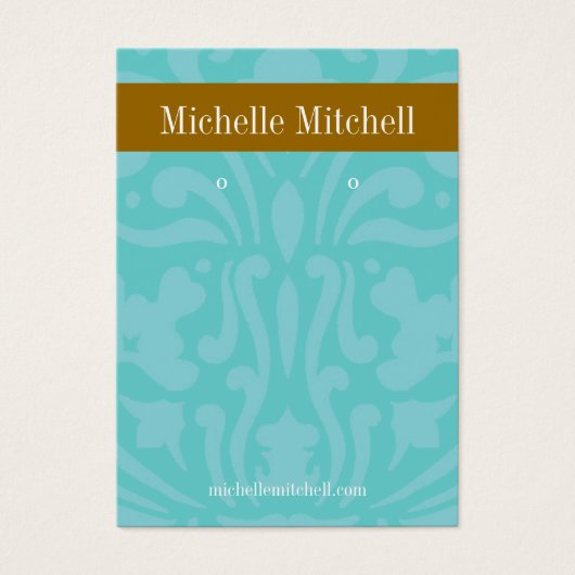 Earring Holder - Business Card Blue Brown (Vorderseite)