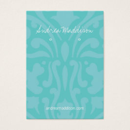 Earring Holder - Business Card Damask Turquoise