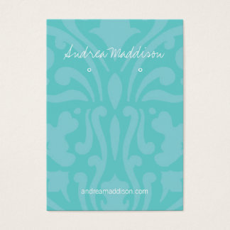 Earring Holder - Business Card Damask Turquoise