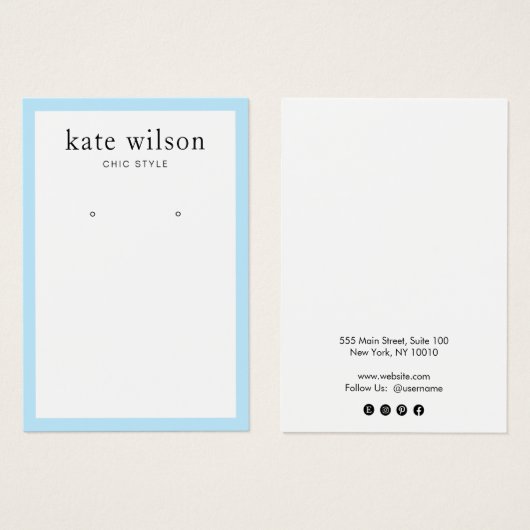 Earring Holder Pastel Blue Border (Vorne & Hinten)