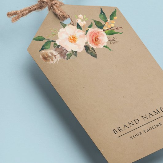 Earring Jewelier Display Card ・ Boho Feather Flora Quadratische Visitenkarte