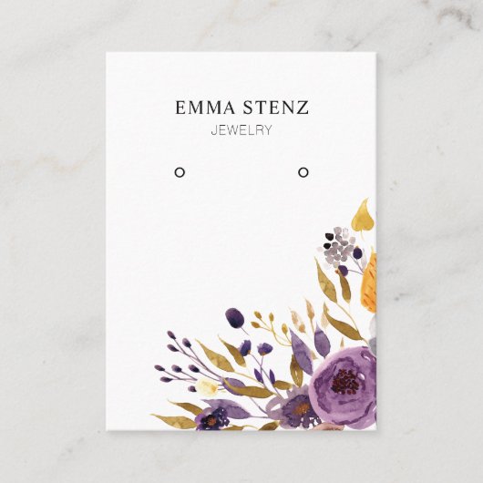 Earring Jewelier Display Card ・ Lila floral Visitenkarte (Vorderseite)