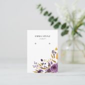 Earring Jewelier Display Card ・ Lila floral Visitenkarte (Stehend Vorderseite)