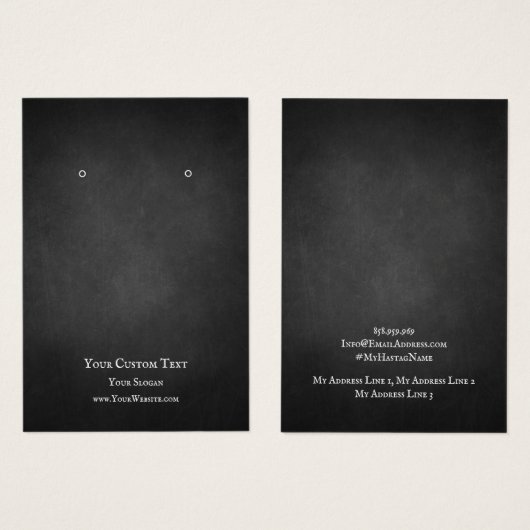 Earring Jewelry Display Card, Rustic Chalkboard (Vorne & Hinten)