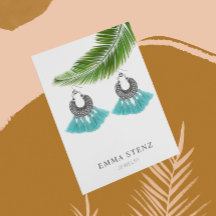 Earring Jewelry Display Card • Tropical Palm Leaf