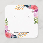 Earring Jewelry Display Holder ・ Watercolor Floral Quadratische Visitenkarte (Vorderseite)