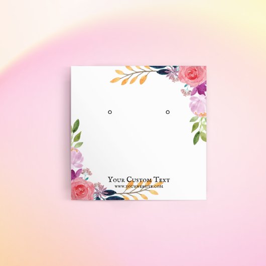 Earring Jewelry Display Holder ・ Watercolor Floral Quadratische Visitenkarte