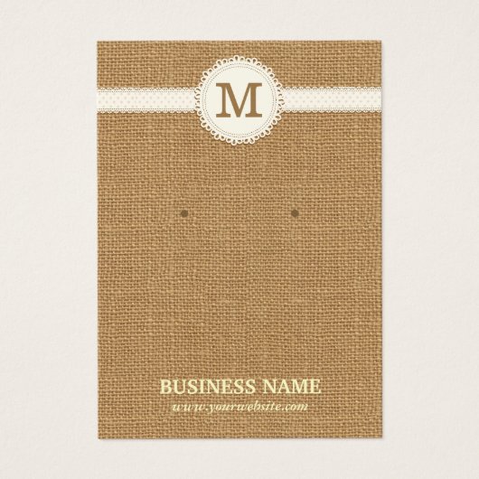 Earring & Jewelry Rustic Burlap Display Card (Vorderseite)