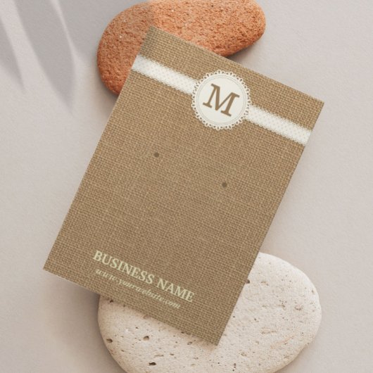 Earring & Jewelry Rustic Burlap Display Card